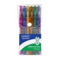 Marlin Gel Glide Glitter Gel Pens 6'S 1.0MM Pack Of 12