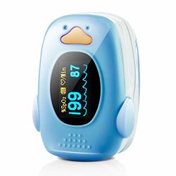 Children Blood Oxygen Saturation Monitor Pediatric Digital Fingertip SPO2 Oxygen Meter Heart Rate Monitor With 2 Aaa Batteries And Lanyard For Child Kids Baby Infants Blue