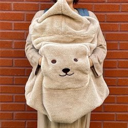 Bear Embroidery Stroller Windproof Throw Blanket Warm Blanket Going Out Portable Carrier Blanket Cloak Fall Winter Windshield Stroller Throw Blanketcarrier Waist Stool Windproof Warm