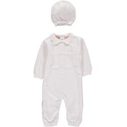 Baby Boys' Christening Coverall With Diamond Stitching - Includes Hat Newborn