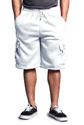 USA G-style Men's Solid Fleece Cargo Shorts DFP1 - White - XL