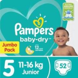 Pampers Active Baby Baby Dry Size 5 Junior 11-16KG Jumbo Pack - 52 Nappies