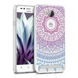 Kwmobile Tpu Silicone Case For Huawei Y3 II 2016 - Crystal Clear Smartphone Back Case Protective Cover - Indian Sun Blue dark Pink transparent