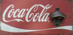 Coca Cola Advert Board With Bottle Cap Opener