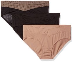Warner's Women's Blissful Benefits No Muffin Top 3 Pack Hipster Black Lace Dot almond black L