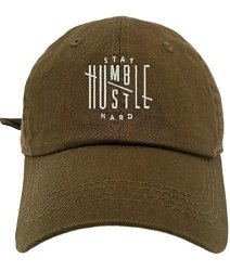 Themonsta Humble Stay Hard Logo Style Dad Hat Washed Cotton Polo Baseball Cap Olive