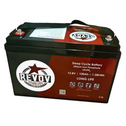 Revol Revov 100AH 12.8V 12V Lithium-ion LIFEPO4 Battery - First Life 1.280KWH - Used - 22 Cycles Out Of 2000 Used 99% Of Battery Capacity Remaining
