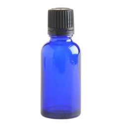 30ML Blue Glass Bottle With Slow Flow Dropper Cap - Black