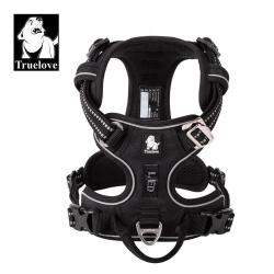 Truelove Pet Reflective Nylon Dog Harness No Pull Adjustable Medium Large Naughty Dog Vest Safety Vehicular Lead Walking Running - Black XL