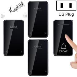 Cacazi FA8 One Button Three Receivers Self-powered Smart Home Wireless Doorbell Us Plug Black