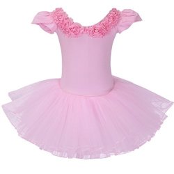 Meeyou Little Girls' 3D Rose Collar Ballet Tutu Dress XXL Pink