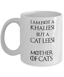 Gearbubble Catleesi Mug - I Am Not A Khaleesi But A Cat-lessi Mother Of Cats - 11 Oz Funny Coffee Cup For Cat Lovers