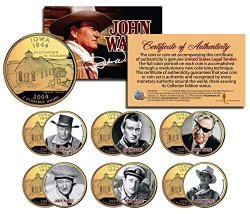 John Wayne Movies 24K Gold Plated Iowa Quarters 6-COIN Set Officially Licensed Stagecoach