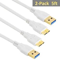 Samsung Galaxy S5 Note 3 Cable Getwow 2-PACK 1.5M 5FT Superspeed USB 3.0 Charge And Data Sync Cable White