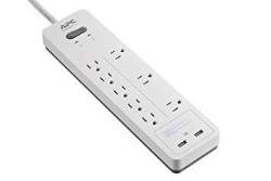 APC 8-OUTLET Surge Protector Power Strip With USB Charging Ports 2160 Joules Surgearrest Home office PH8U2W White + USB Charging 8 Outlet