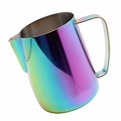 Dianoo Stainless Steel Milk Frothing Pitcher Plated With Titanium Creamer Latte Art Cup Coffee Latte Cappuccino Multicolor 600ML
