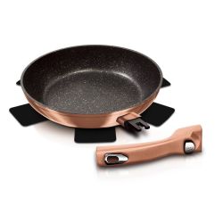 24CM Marble Coating Fry Pan With Detachable Handle - Rose Gold