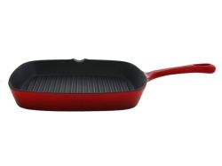 Eetrite 24cm Square Grill Pan with Solid Handle in Red