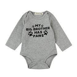 Sunbona Toddler Baby Boys Letter Printed Long Sleeve Onesize Romper Jumpsuit Outfits Clothes 0 3MOTNHS Grey