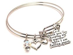 Plus Size Lord Thank You For Keepiong Me Together When I Am Falling Apart Bangle Set
