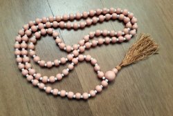 Peach Wood Bead Mala Necklace 108 Beads
