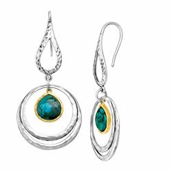 Silpada 'mountain Of The Sun' Compressed Turquoise Drop Earrings In Sterling Silver & 14K Gold Plate