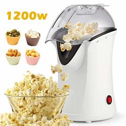 1200W Popcorn Maker Popcorn Machine Hot Air Popcorn Popper Healthy Machine No Oil Needed White