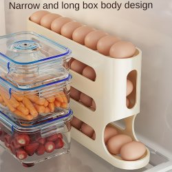 Auto-rolling Egg Dispenser For Refrigerator - Holds 30+ Eggs Space-saving Kitchen Organizer