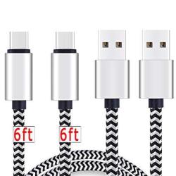 USB Type C Cable 6FT 2PACK By Ailun High Speed Type-c To USB A Sync & Charging Nylon Braided Cable For Galaxy S9 S9+ And