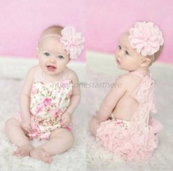 Cute As A Button" Pretty Peachy Pink Lace Headband With Flower - Beautiful Accessory