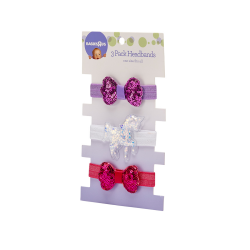 Unicorn And Bow Glitter Headband 3 Pack - Cerise White Purple