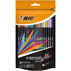 BiC Intensity Felt Tip Colouring Pens Assorted Ink Colours 0.9mm Nib Pack  Of 24