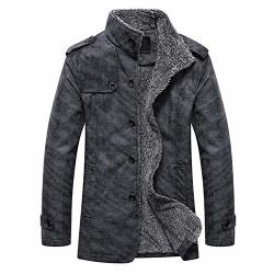 Goodlock Men's Fashion Leather Button Coats Casual Autumn Winter Thermal Warm Jackets Coats Top Dark Gray Large
