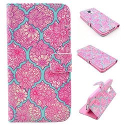 Galaxy S5 Case S5 Case Kmety Pink Flowers Pattern Design Pu Leather With Wallet Case For Samsung Galaxy S5