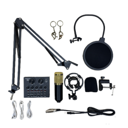 Microphone Kit With V8 Live Sound Card +free Key Chain