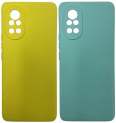 Yellow And Turquoise Liquid Silicone Cover For Huawei Nova 8 - 2 Pack
