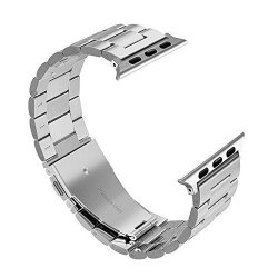 Stainless Steel Apple Watch Band Swaws Apple Watch Band With Metal Clasp For Apple Watch Series 3 Series 2 Series 1 Sport And Edition Women Men Silver 42MM