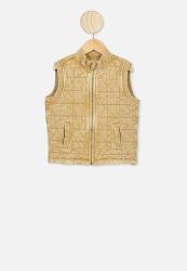 Cotton On Quilted Bomber Vest - Sand Dune