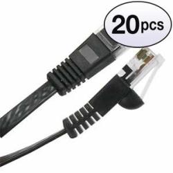 10 Gigabit/Sec High Speed LAN Internet/Patch Cable 20-Pack - 25 Feet 550MHz GOWOS Cat6 Flat Ethernet Cable 32AWG Network Cable with Gold Plated RJ45 Snagless/Molded/Booted Connector Black 10 Gigabit/Sec High Speed LAN Internet/Patch Cable 20-Pack - 25 Feet 550MHz GOWOS Cat6 Flat Ethernet Cable 32AWG Network Cable with Gold Plated RJ45 Snagless/Molded/Booted Connector Black