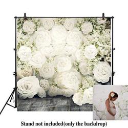 Allenjoy 10X10FT Photography Backdrops Wedding White Paper Flowers Wall Wedding Gray Floor Banner Photo Studio Booth Background Photocall Photobooth Props