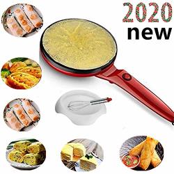 Qbaby Portable Electric Crepe Maker With Non-stick Coating Automatic Temperature Control Frying Pan For Blintzes Pancakes Bacon Tortillas Red