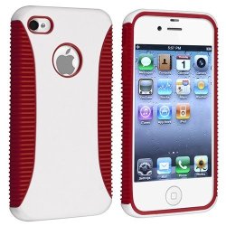 Hybrid Case Compatible With Apple Iphone 4 4S Red Tpu White Hard