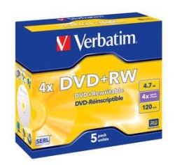 Verbatim - 4.7gb Dvd+rw 4x - Box Of 5