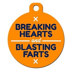 Big Jerk Custom Products Ltd Funny Dog Cat Pet Id Tags - Add Your Contact Information Customize Colors Breaking Hearts And Blasting Farts
