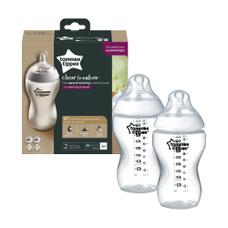 Tommee Tippee Closer To Nature Baby Bottles Medium Flow Teat With Anti-colic Valve 340ML Pack Of 2 Clear