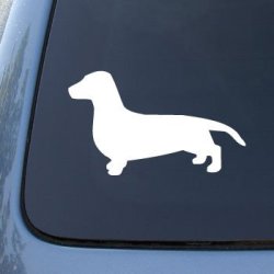 Dachshund Smooth Silhouette - Dog - Decal Sticker 1504 Vinyl Color: White