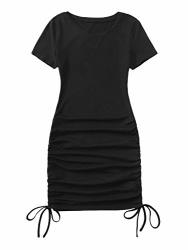 SheIn Women's Ruched Strapless Mini Bodycon Dress Sleeveless Short Pencil  Dresses