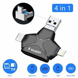 4 In 1 Sd tf Card Reader With Lightning USB Micro-usb Type-c Connector Memory Flash Drive For Iphone ipad android mac pc Reader To View Wildlife Game Camera Hunting