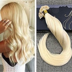 Ugeat Bleach Blonde 22INCH U nail Tip Keratin Hair Extensions Silky Straight Real Remy Human Hair Extensions 50G Per Package