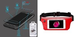 Combo Pack Tempered Glass Screen Protector 2.5D For Samsung G891 Galaxy S7 Active And Red Sports Activity Waist Pack Pocket Belt For Apple Iphone